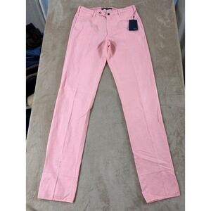 Incotex Chinolino Pants Men 34 Pink Classic Linen Blend Slim Straight New defect